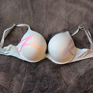 Victoria's Secret Light Gray Bra with Pink Logo